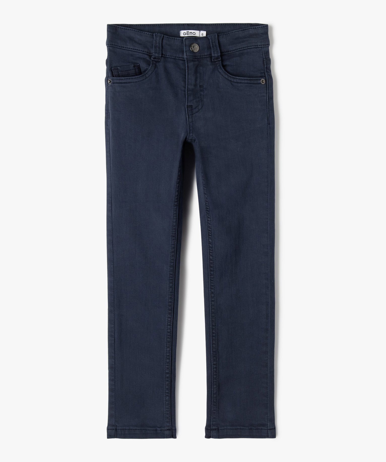 Pantalon uni extensible coupe Slim Garçon marine | GEMO