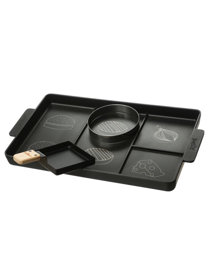 MARELIDA Cookut Burger Set 3in1 Burgerplatte/Burgerring/Pfanne 40x23cm in schwarz günstig kaufen onesize