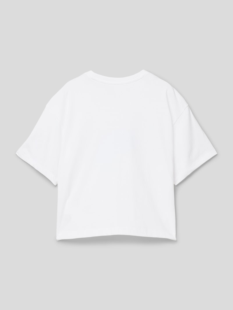 Cropped T-Shirt mit Label-Print in weiß