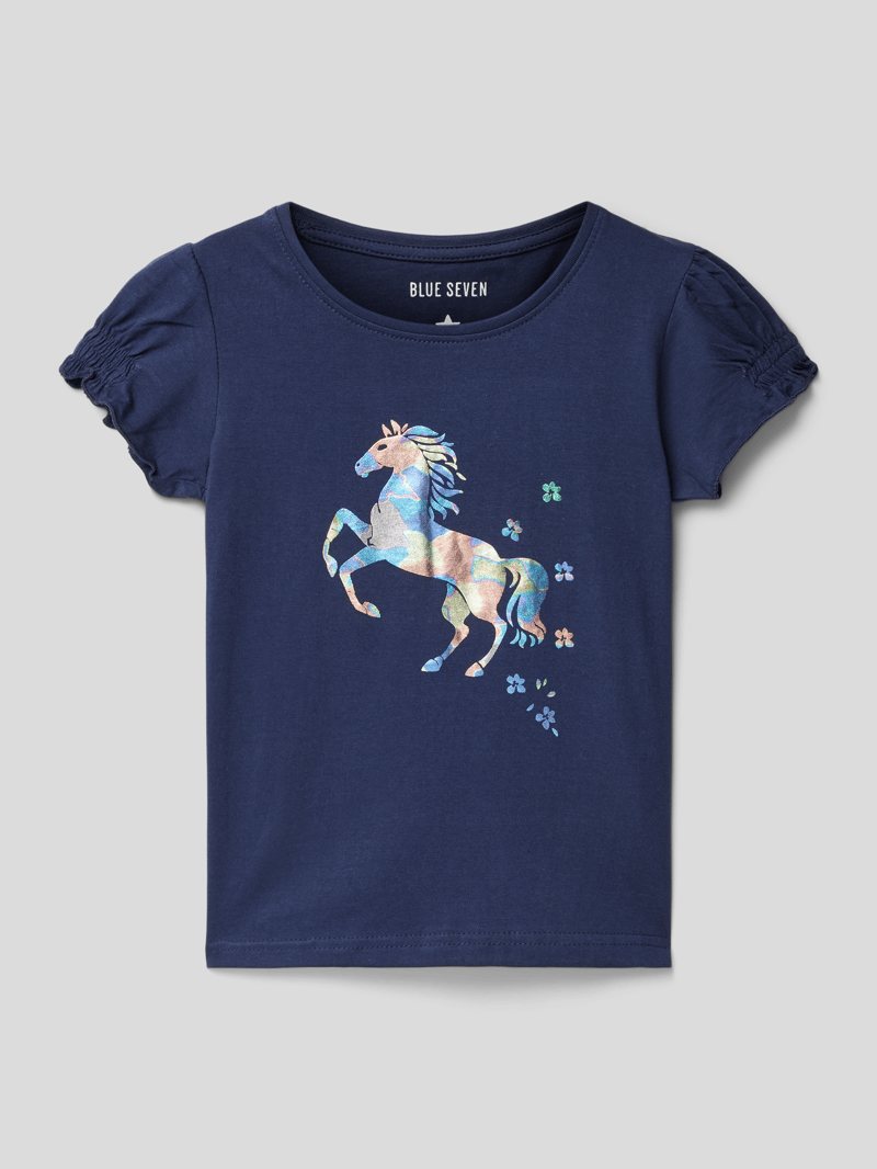 T-Shirt mit Motiv-Print in blau