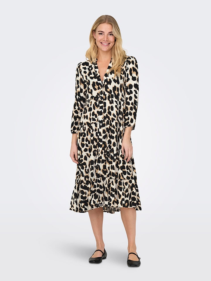 ONLY Kleid in Creme/ Schwarz/ Hellbraun günstig kaufen