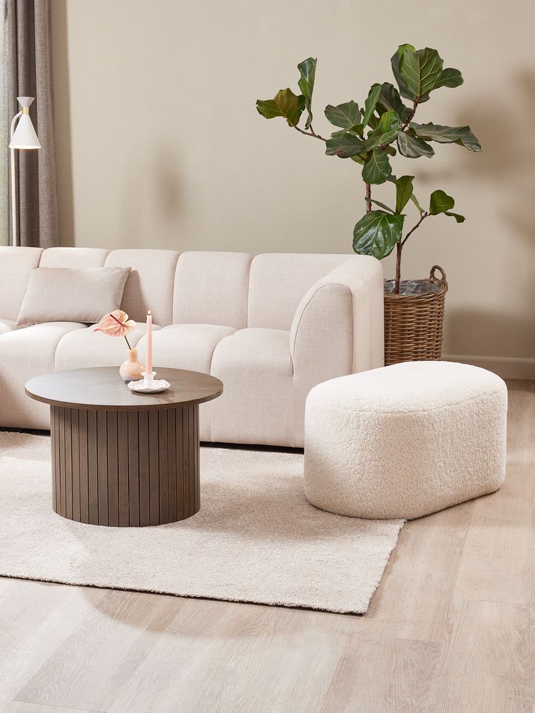 Puf OREBO 84x45 em tecido macio e branco-creme