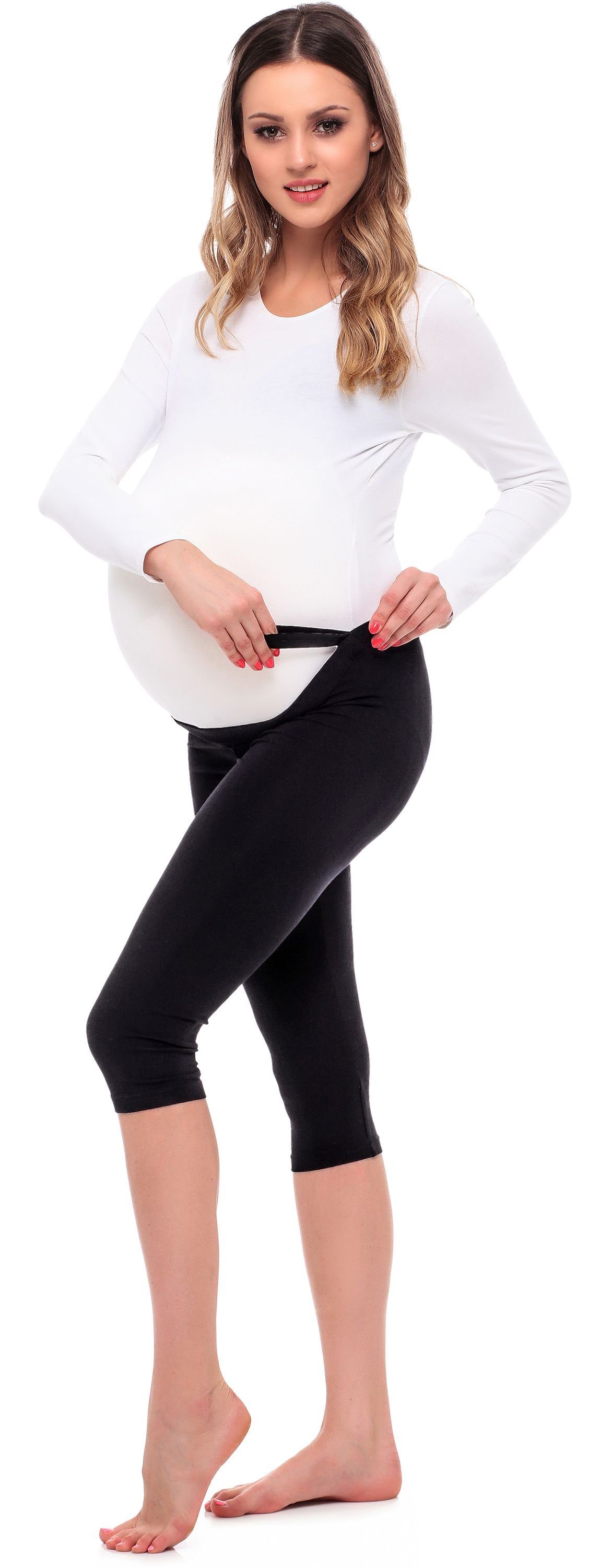 Be Mammy Umstandsleggings 3/4 Umstandsleggings aus Viskose BE20-254 (1-tlg) elastischer Bund