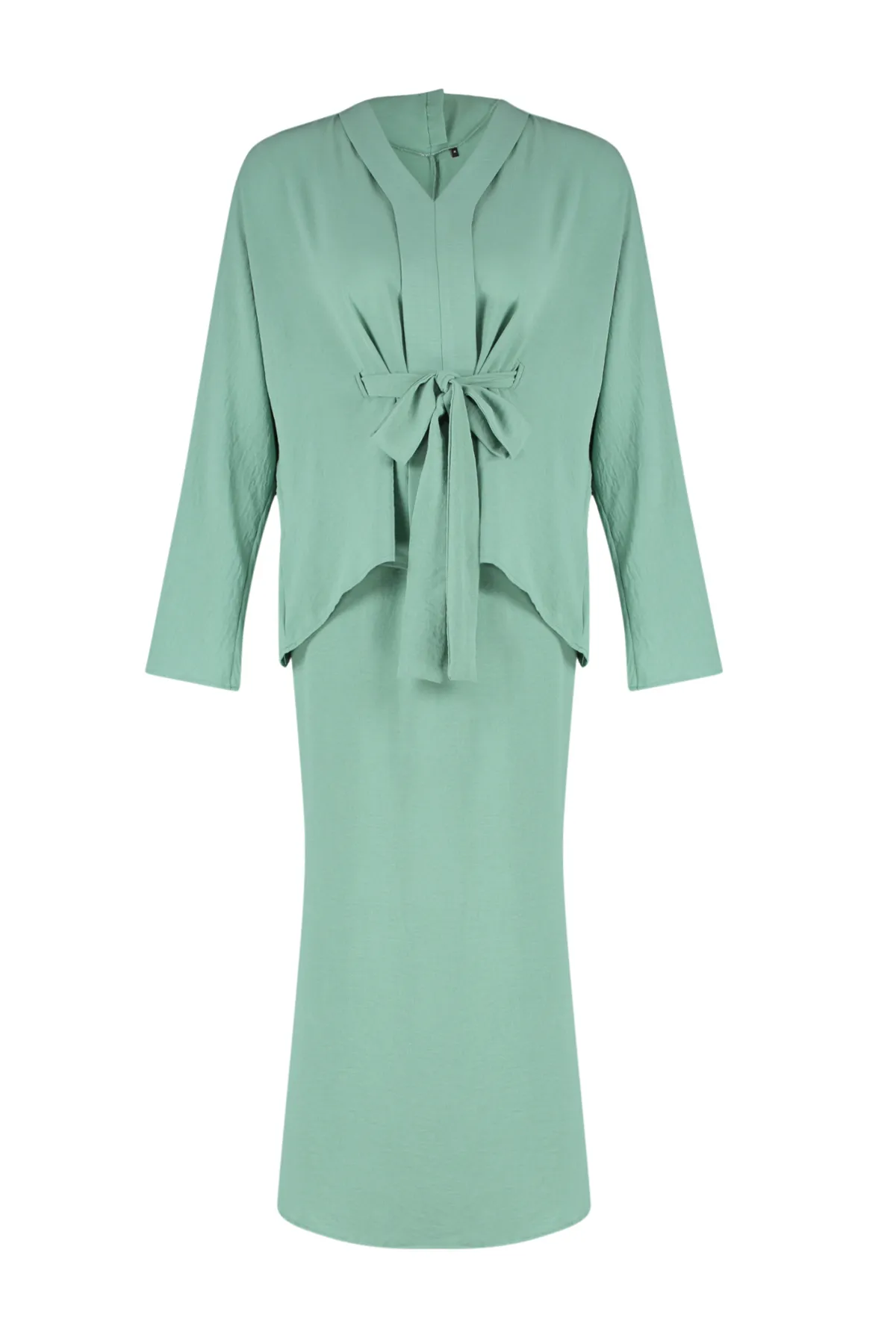 Trendyol Modest  Khakifarbenes Krawatten-Set mit gewebtem Aerobin-Unterteil und Oberteil TCTSS24US00012
