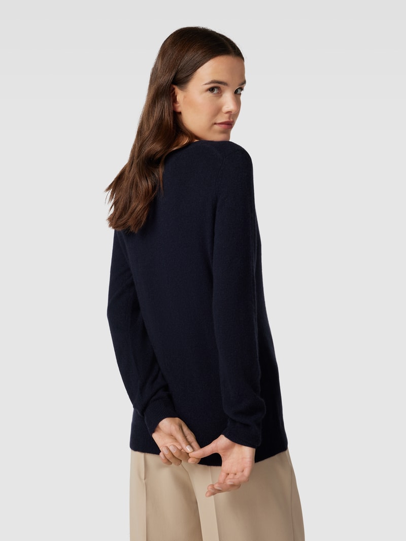 Strickpullover aus Kaschmir mit V-Ausschnitt in dunkelblau
