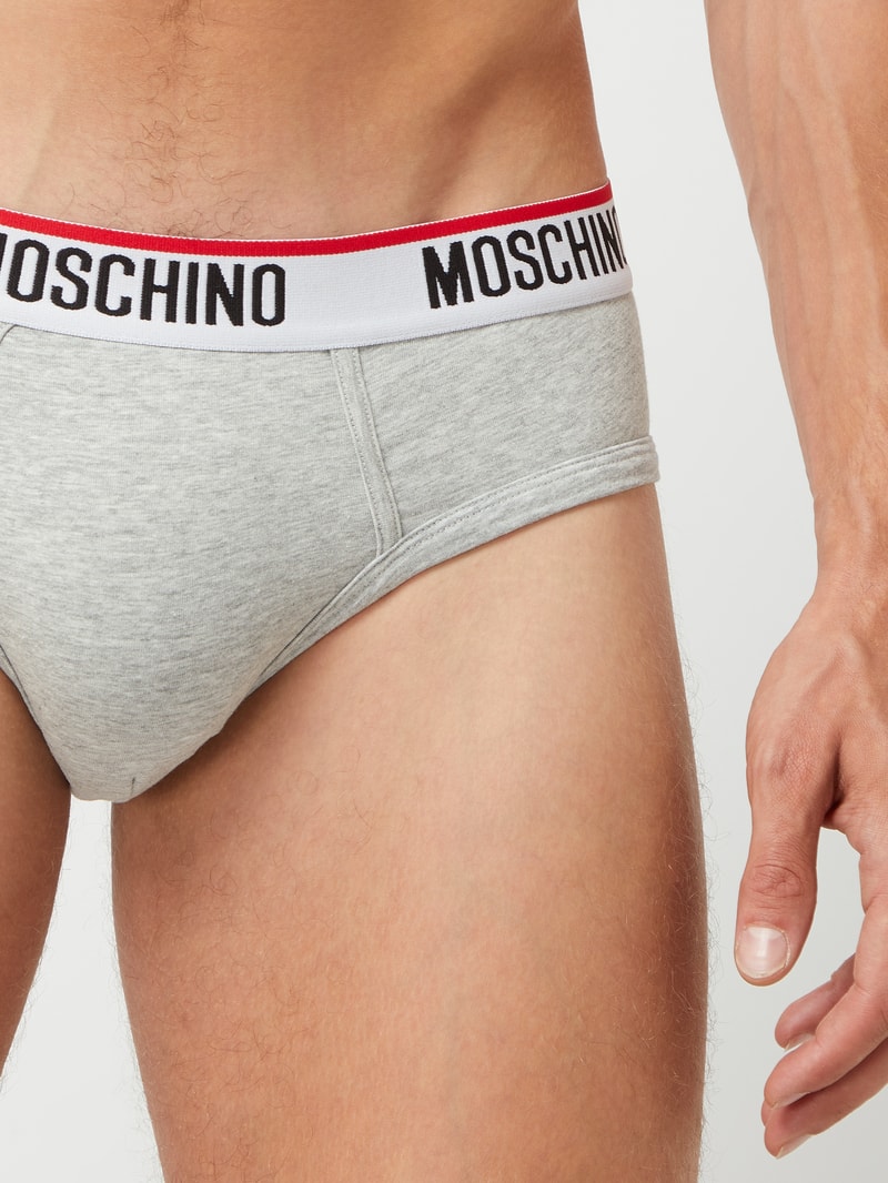 Slip mit Stretch-Anteil im 2er-Pack in mittelgrau meliert