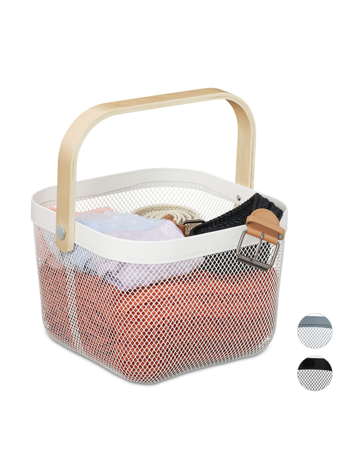 relaxdays Aufbewahrungskorb in Weiß - (B)26 x (H)17,5 x (T)24,5 cm günstig kaufen onesize
