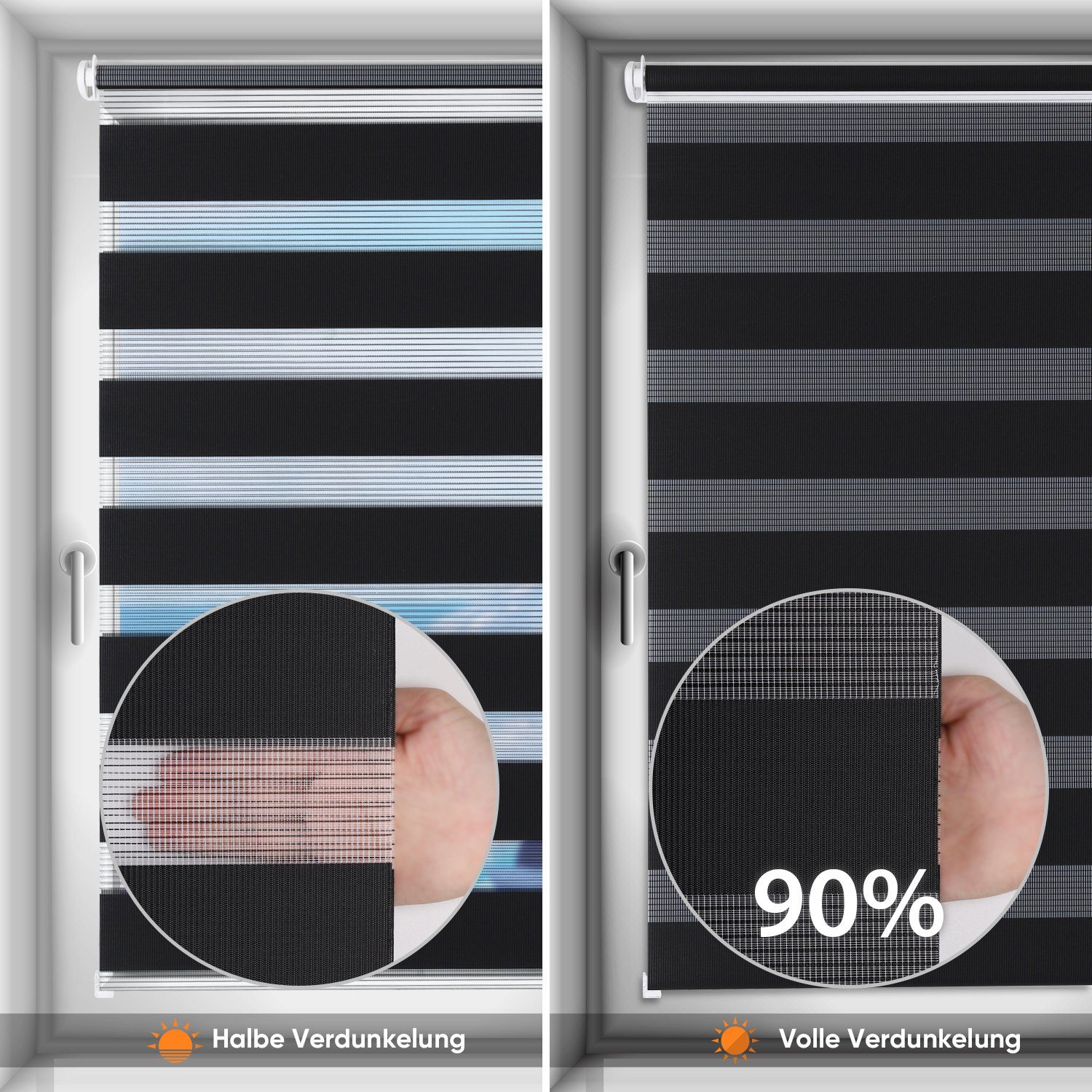 Doppelrollo Duo Rollo Klemmfix ohne Bohren für Fenster Rollos Jalousie Faltrollo, Sekey, Montage mit oder ohne Bohren möglich