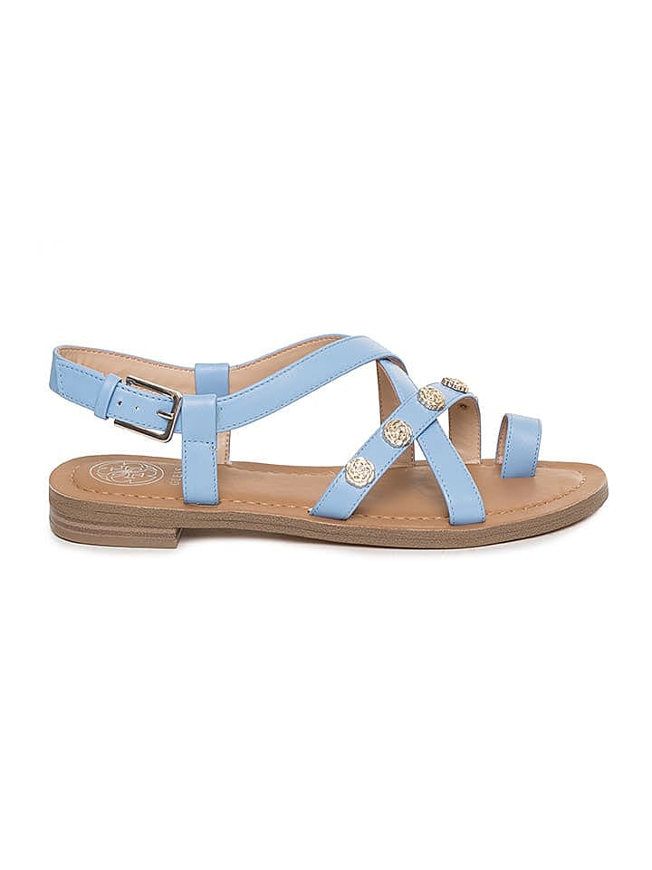 Guess Shoes Leder-Sandalen in Hellblau günstig kaufen 37