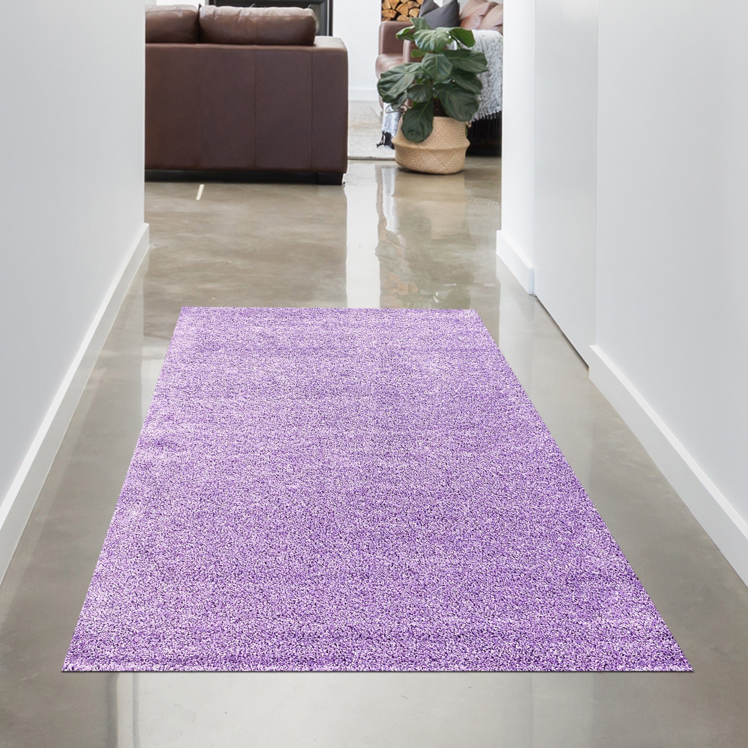 Teppich Modernes Wohndesign in Flieder: Luxuriöser Hochflor-Teppich, Carpetia, rechteckig, Höhe: 30 mm, Geeignet für Fußbodenheizung