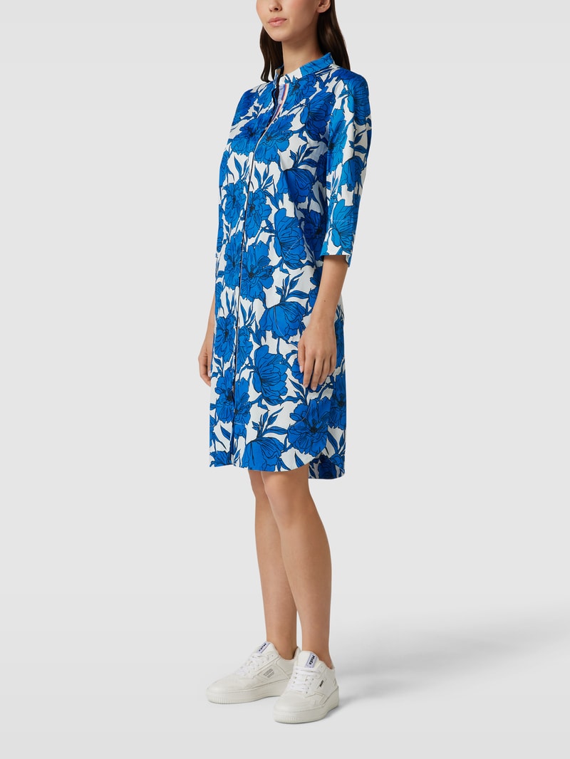 Knielanges Tunikakleid mit floralem Muster in royalblau