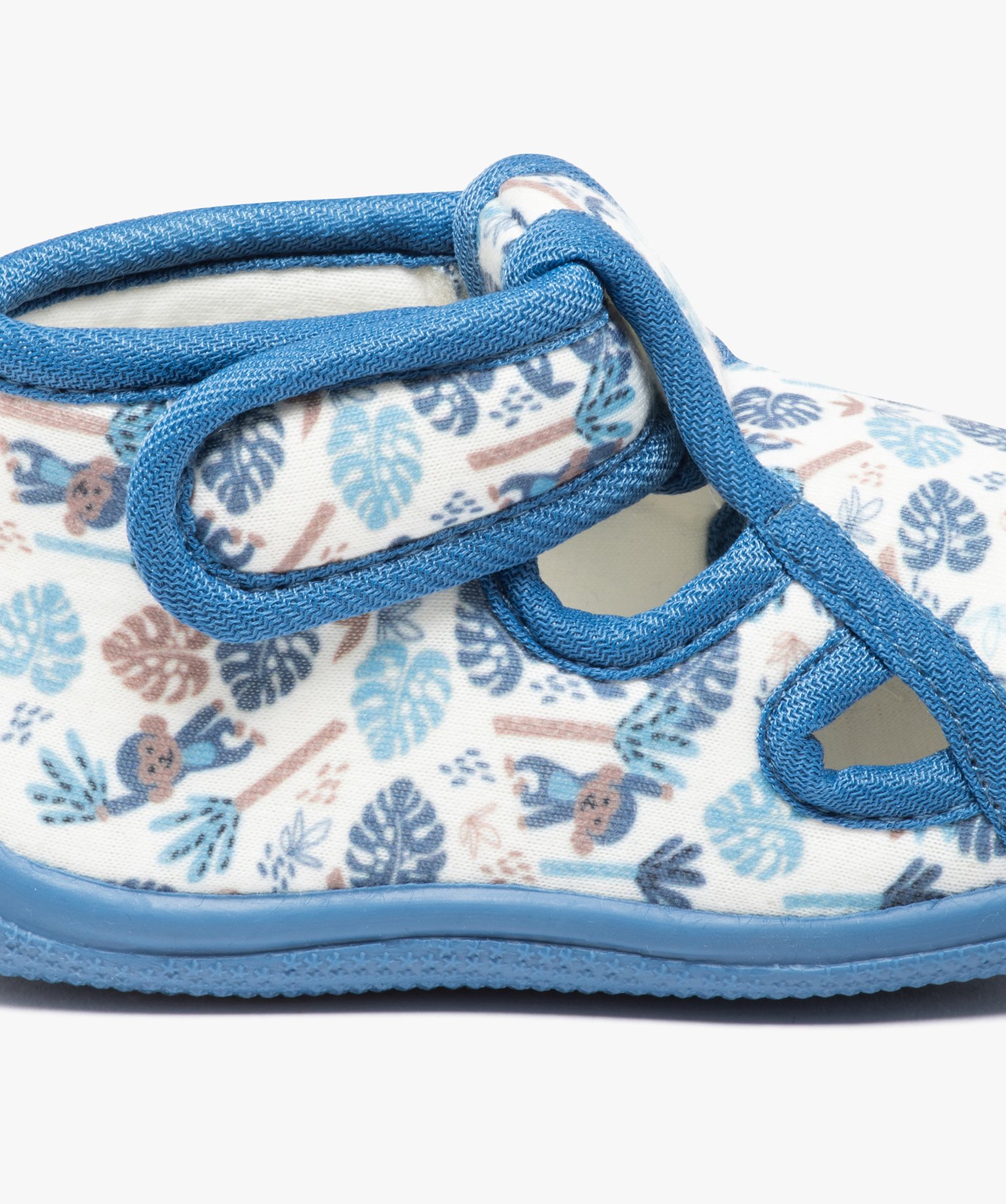 Chaussons bébé avec motifs exotiques et fermeture scratch bleu | GEMO