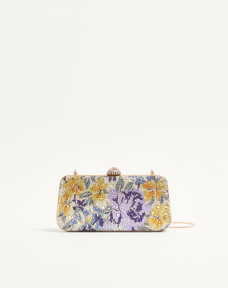 Valentino Garavani Carry Secrets Minaudiere med blomstermotiv af rhinsten
