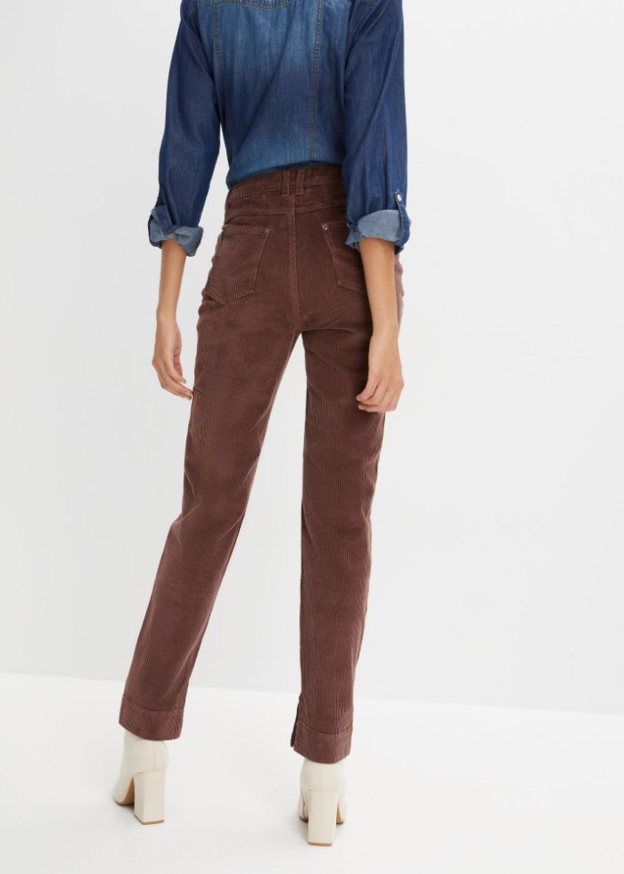 Stretch-Cordhose, Straight mit Schlitz