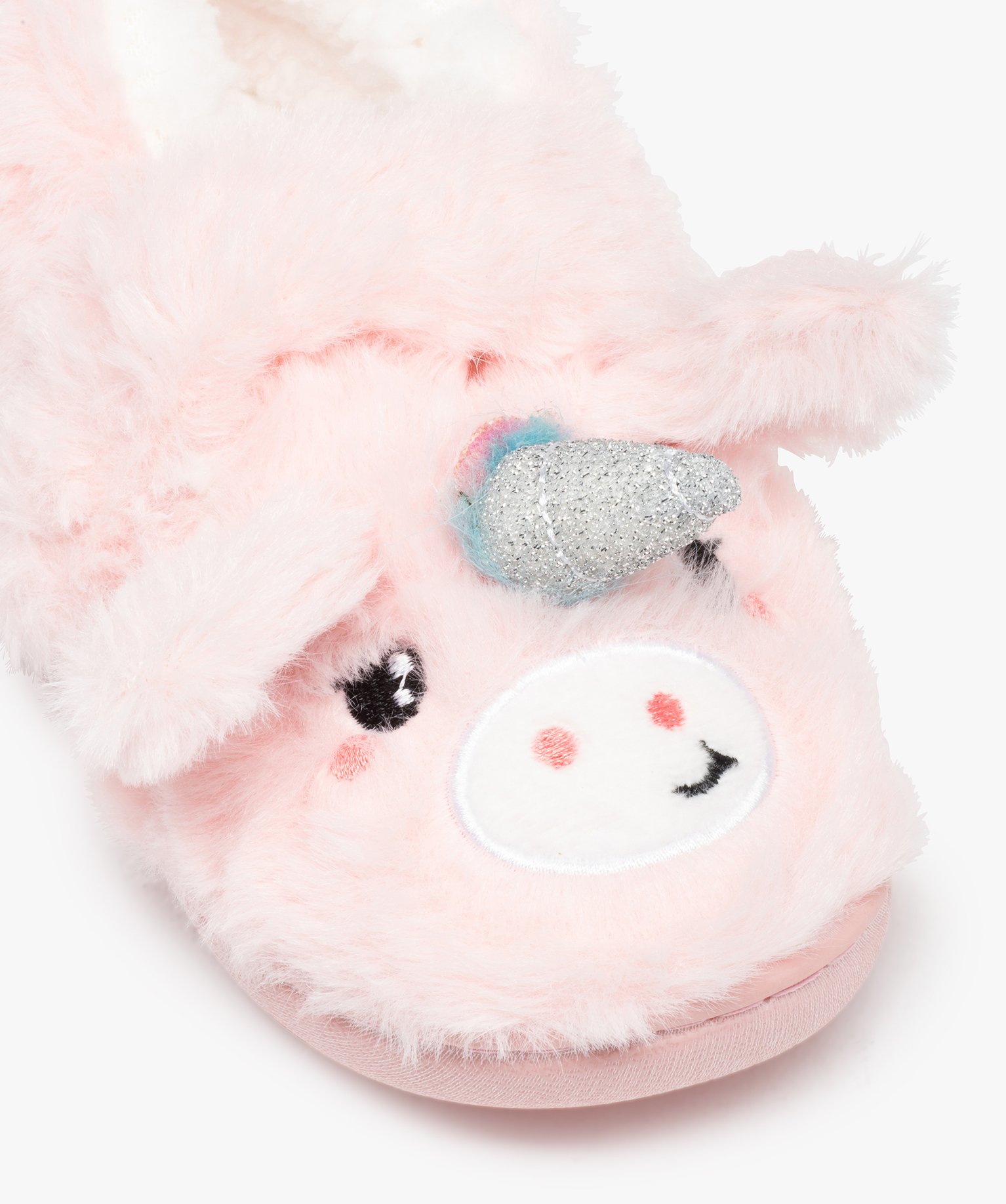 Chaussons fille extra doux en forme de licorne rose | GEMO