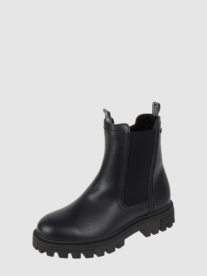 Boots in Leder-Optik in schwarz