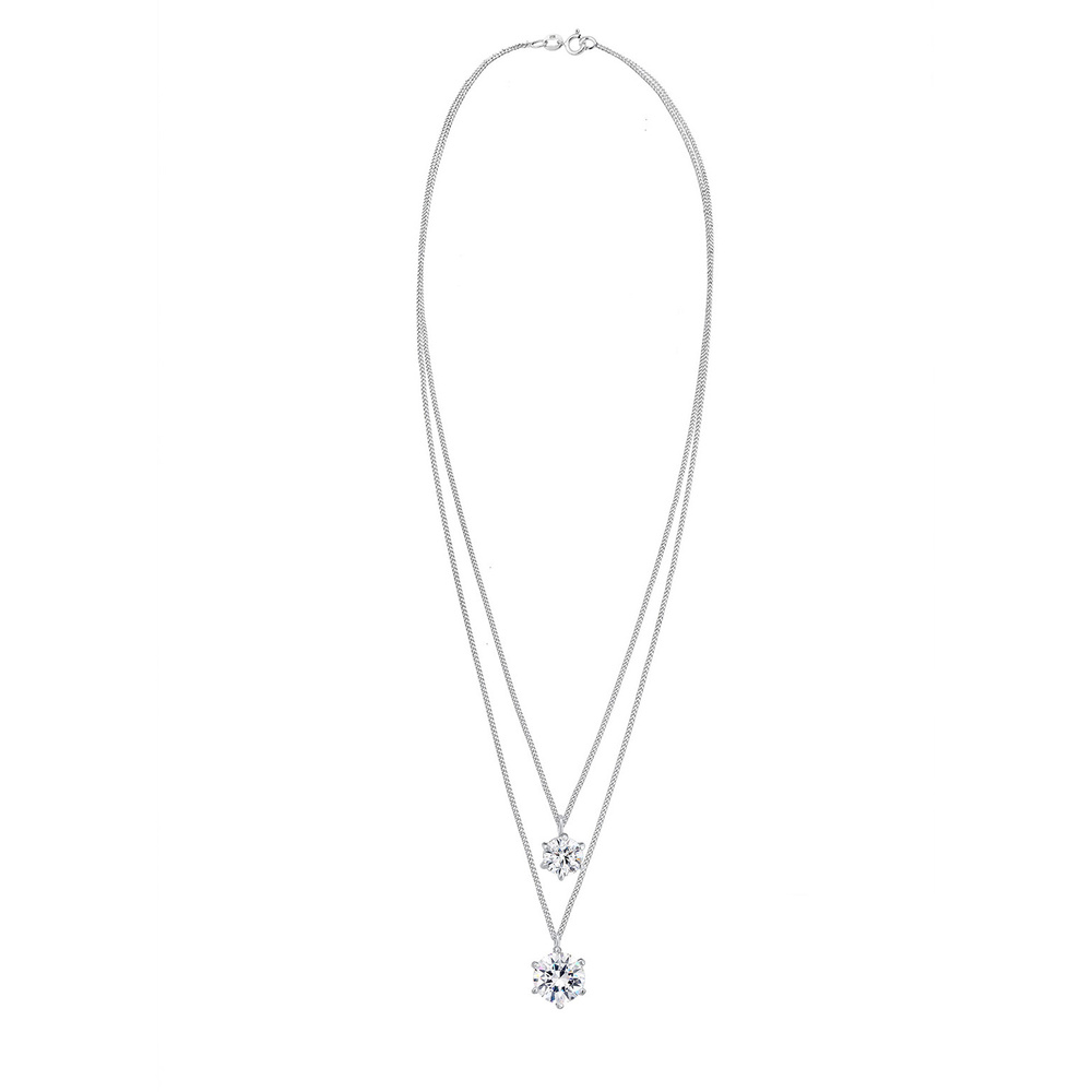 Elli Elli Collier Femmes Char Solitaire Basique Couches Look Tendance avec Cristaux en collier