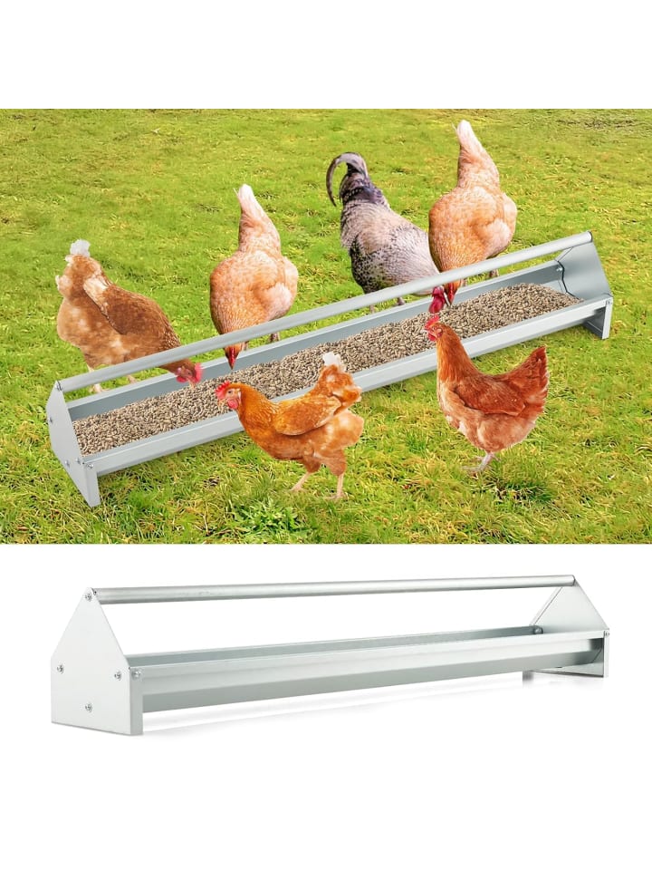 COSTWAY Futtertrog 15 L für 12 Hühner in Silber günstig kaufen onesize