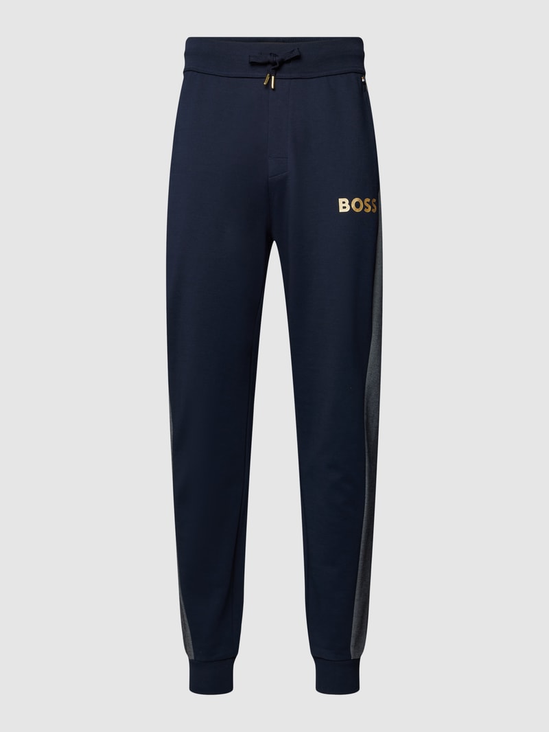 Sweatpants mit Logo-Print und elastischem Bund in dunkelblau