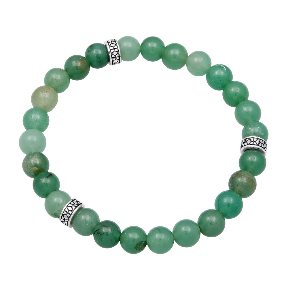 KUZZOI KUZZOI Bracelet Hommes Beads Vintage avec Aventurine en argent sterling 925 Bracelet