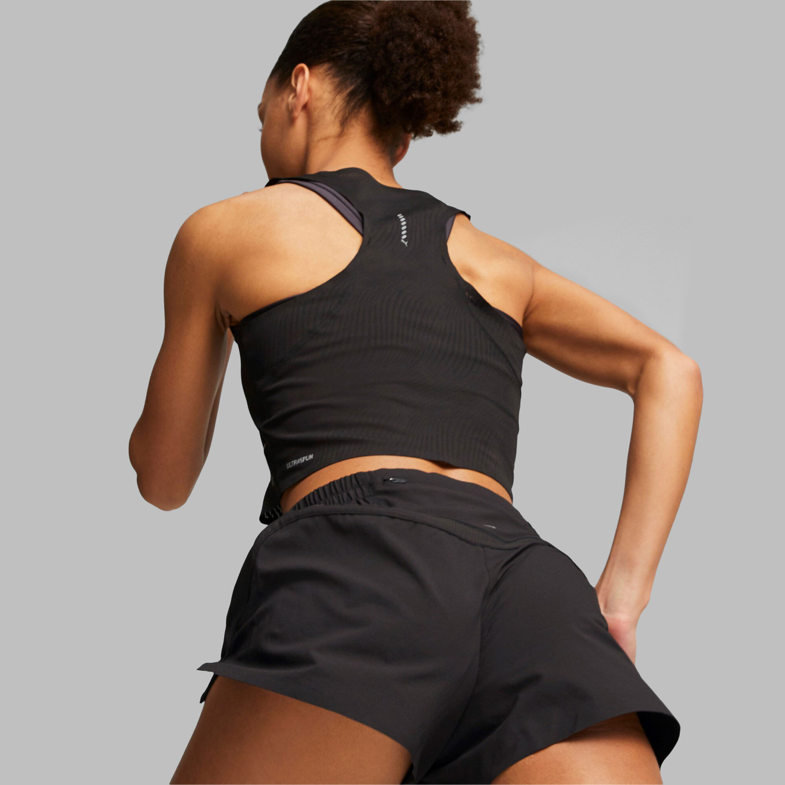 Run Ultraspun Crop Tank-Top Damen - Schwarz