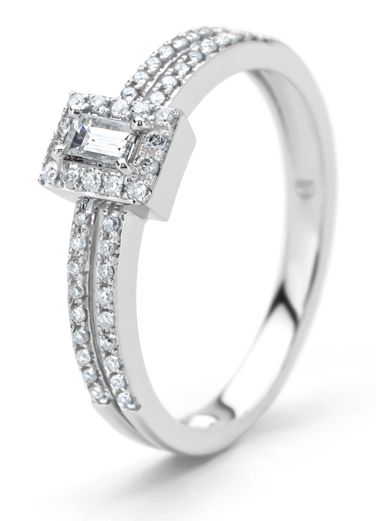 Inel cu vârf de diamant din aur alb, diamant de 0.26ct, Petite Romance