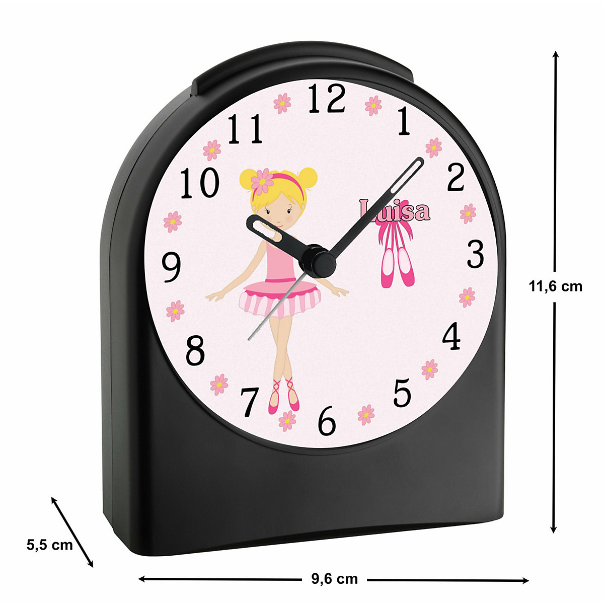 Kinder Funkwecker personalisiert mit Namen Balerina Atom-/Funkuhr, 12-Stunden-Anzeigeformat, Schlummerfunktion, Nachtlicht, Geräuschlos/Ohne Ticken