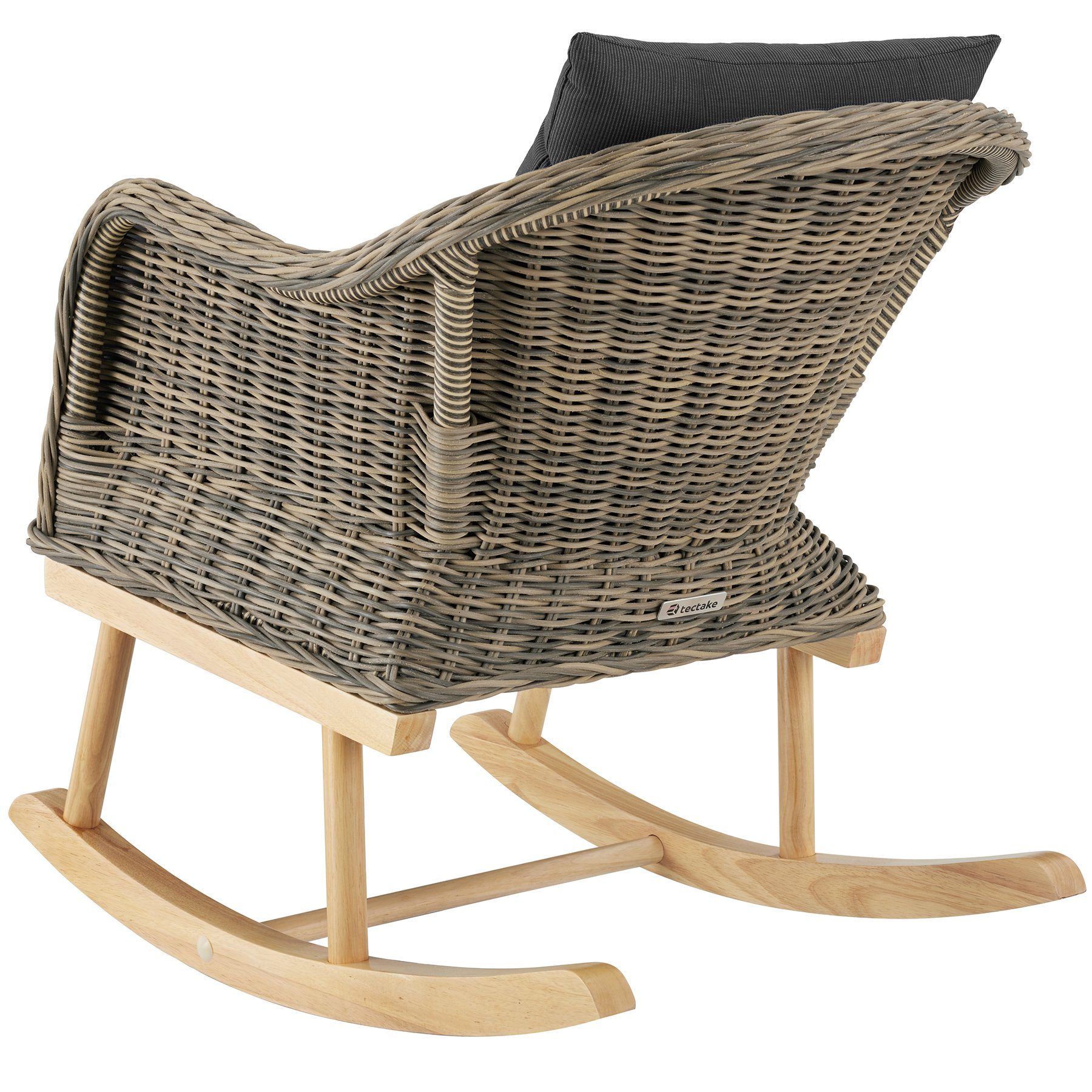 tectake Schaukelstuhl Rattan Schaukelstuhl Rovigo mit Fußbank Vibo (1er, 1 St), Abnehmbare Sitzkissen