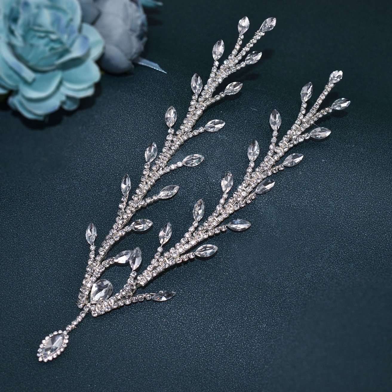 HOHEA H Haarband Silbernes Haarband, Haarkamm, Kristallanhänger, Haarschmuck, 1-tlg., Silberner Haarschmuck, eleganter Haarschmuck für Damen, silberner Haarschmuck, Hochzeits-Haarschmuck, Braut-Haarschmuck