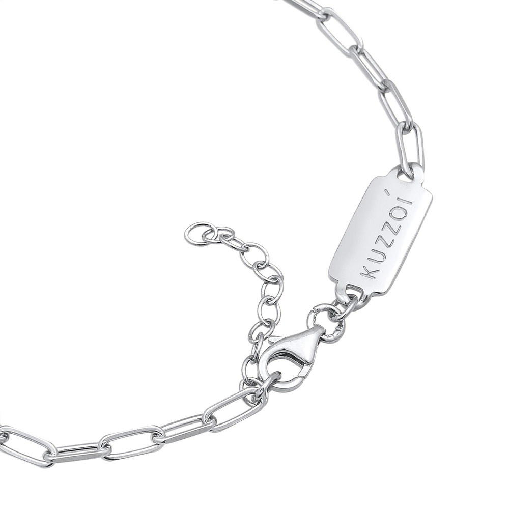 KUZZOI KUZZOI Bracelet Hommes Regard de chaîne Ovale en argent sterling 925 Bracelet