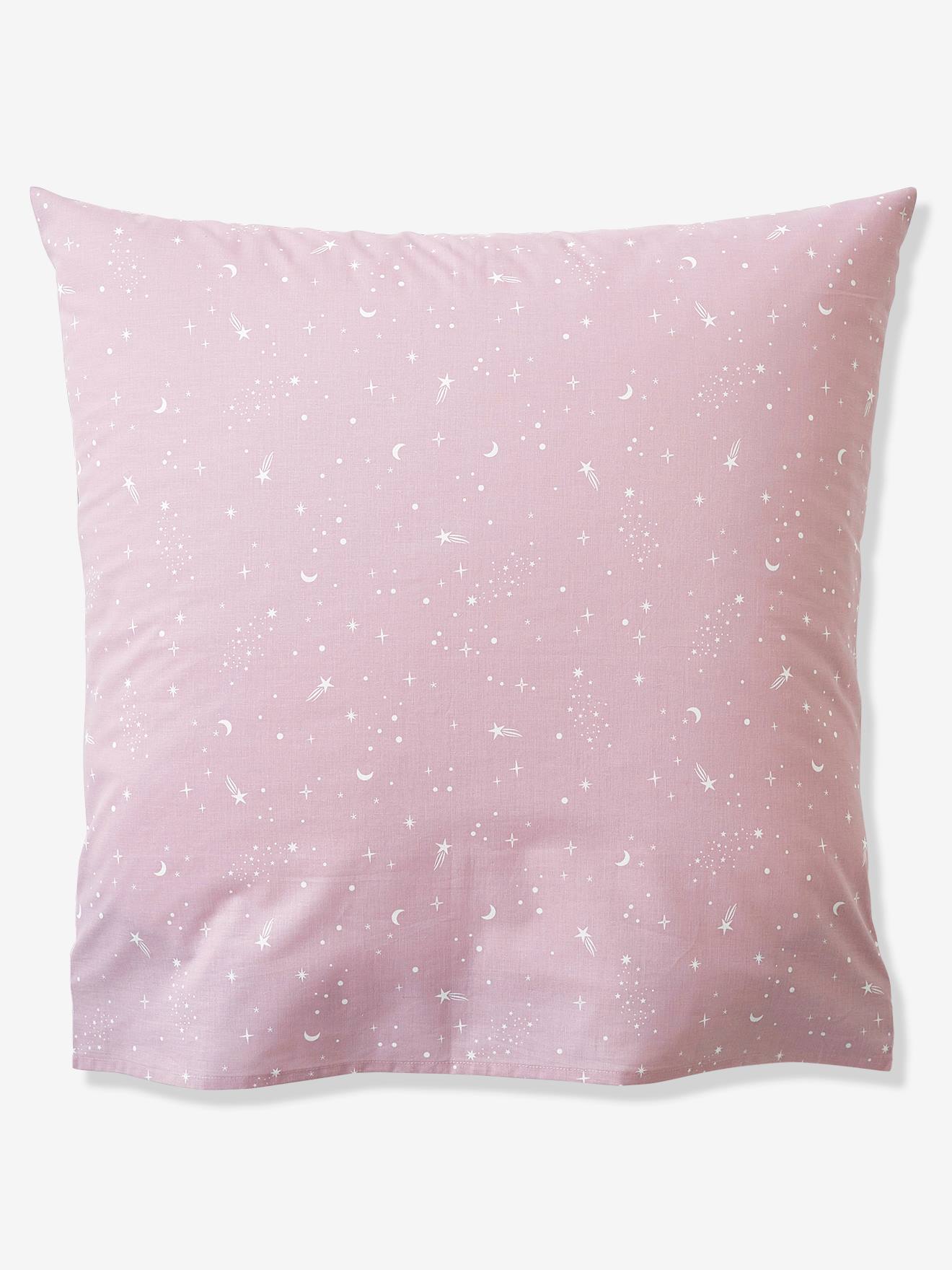 Parure housse de couette + taie d'oreiller avec détails phosphorescents MISS CONSTELLATION marine / parme