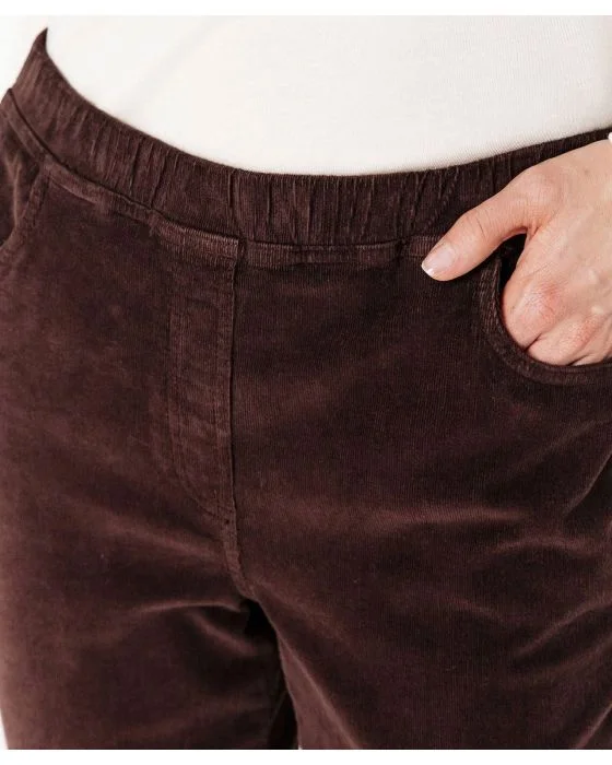 Pantalon velours à ceinture élastiquée