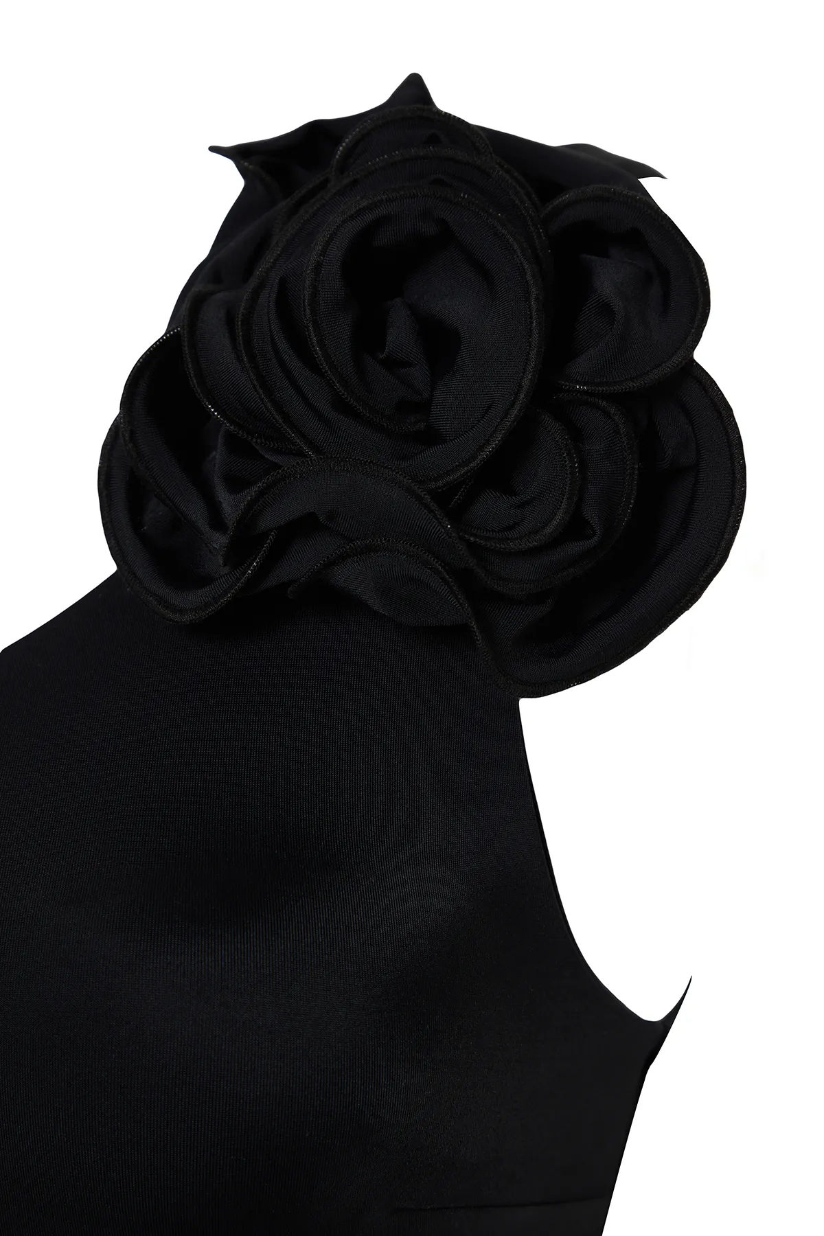 Trendyol Collection  Schwarzer, einschultriger, normaler Badeanzug mit Blumenapplikation TBESS23MA00401