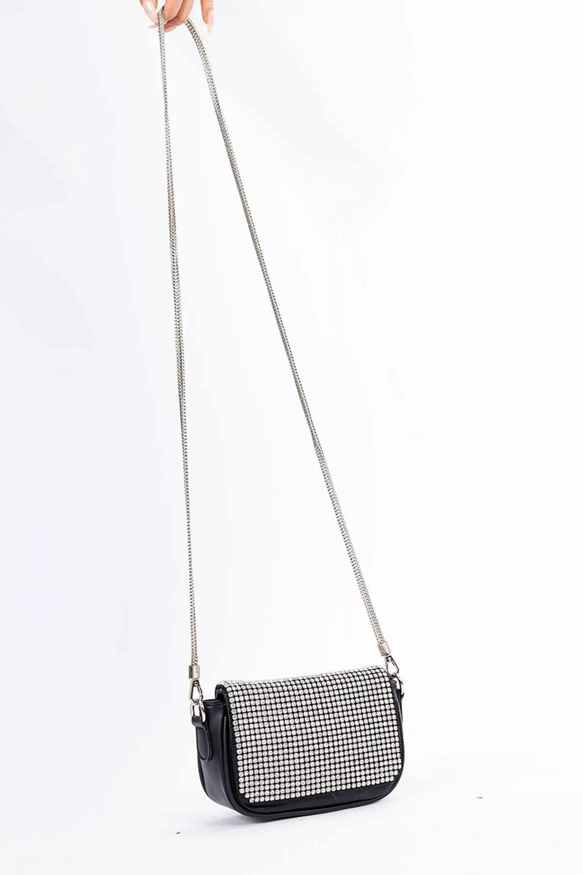 Getcho  Sanem Damen Abendtasche mit Kettenriemen und Steinstickerei