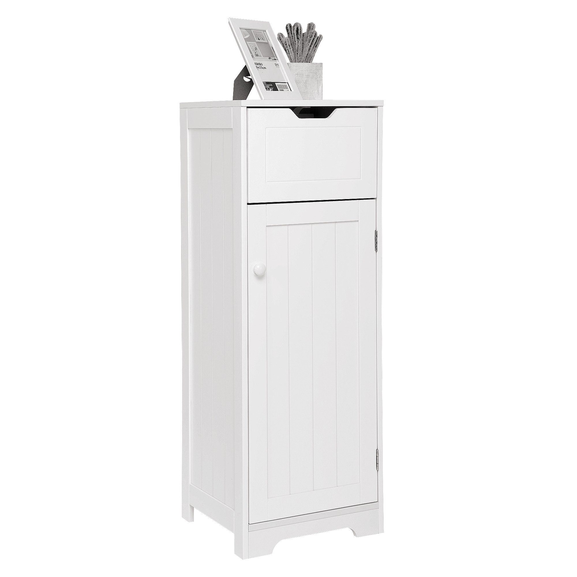 Mondeer Badkommode Badezimmerschrank, Badschrank, 87x32x30cm, weiß