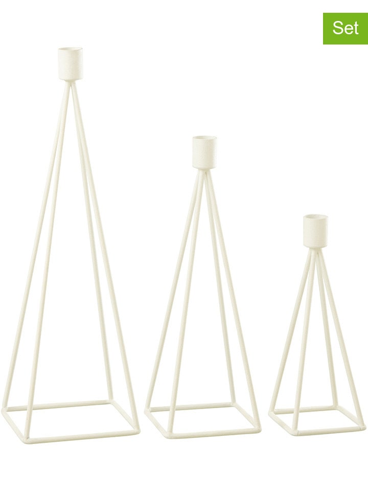 J Line 3er-Set: Kerzenhalter in Creme - (H)38,5 x Ø 12 cm günstig kaufen onesize