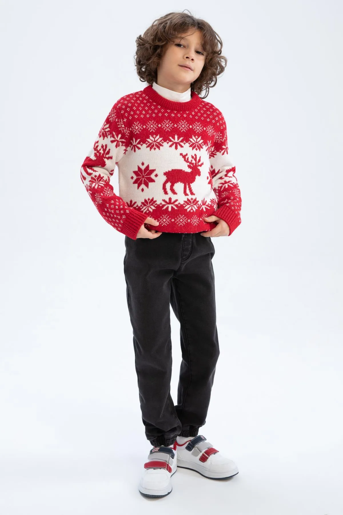 DeFacto  Jungenpullover mit Rundhalsausschnitt und Neujahrsmotiv