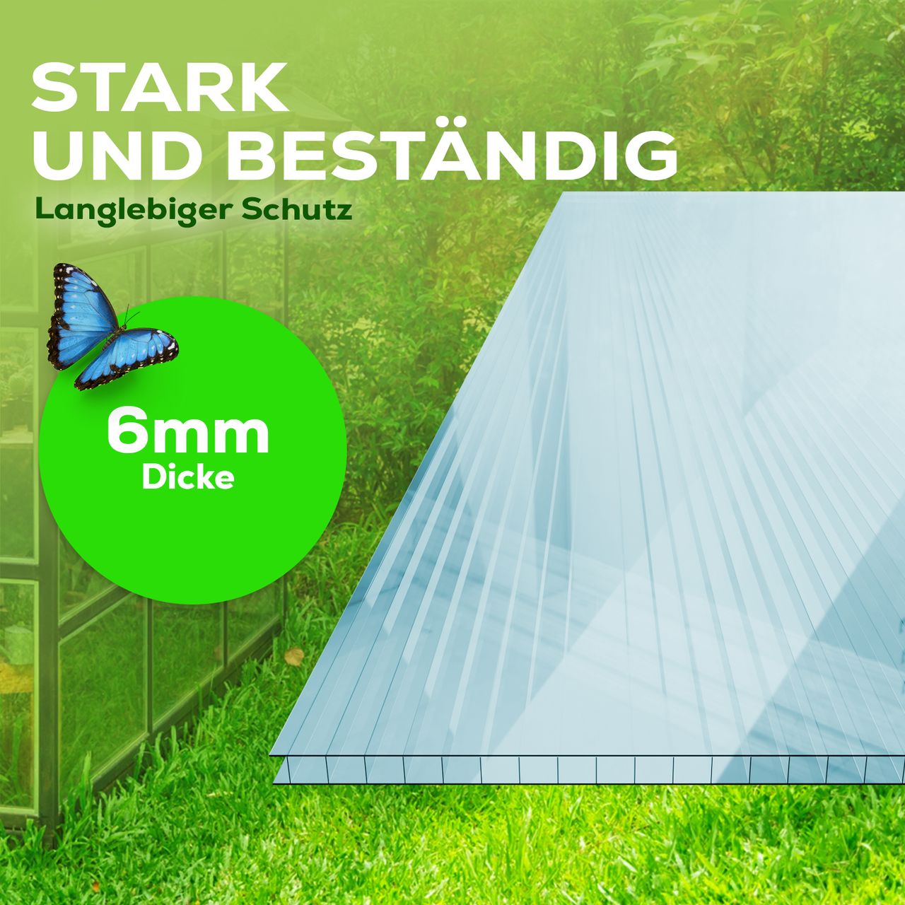 TroniTechnik GARMIO® 14x Hohlkammerstegplatten ACRI 6mm 10,25 m² Doppelstegplatte 121x60,5 cm