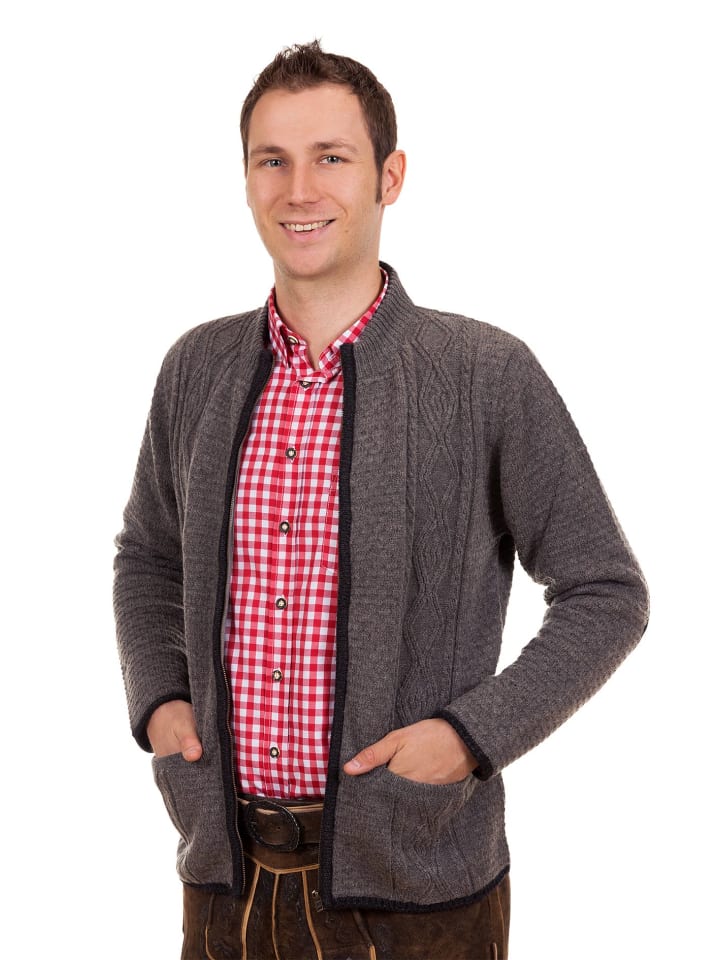 Edelnice Edelnice Trachten Strickjacke Helmut hellgrau in hellgrau günstig kaufen 54
