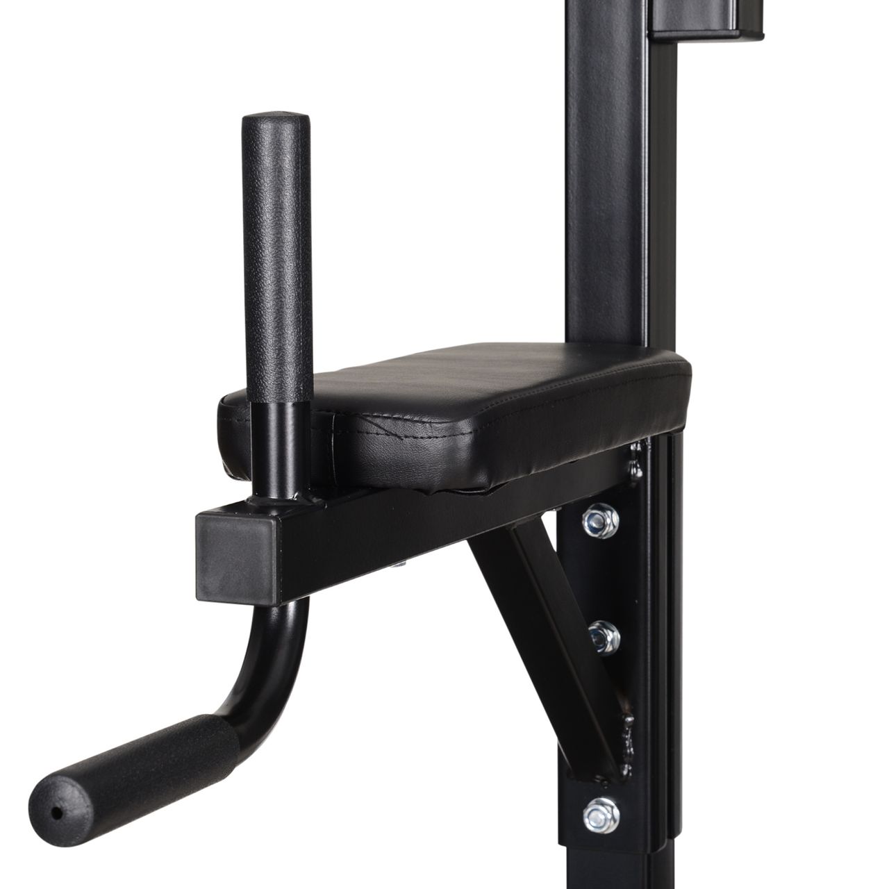 HOMCOM Kraftstation mit Klimmzugstange, Multifunktionale Dip-Station, Trainings-Gerät für Zuhause, mit Boxsack, Fitness, Stahl, Schwarz, 180 x 183 x 219 cm