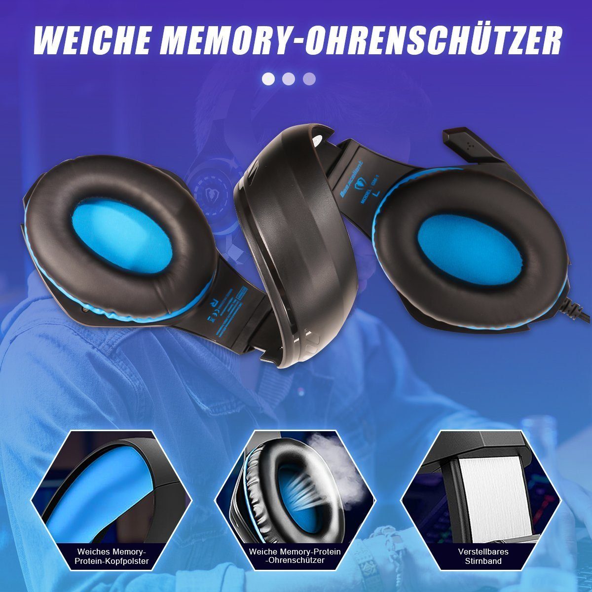 DOPWii Gaming Headset für PS4 PS5 PC Xbox Series,3.5 mm Deep Bass Stereo Headset