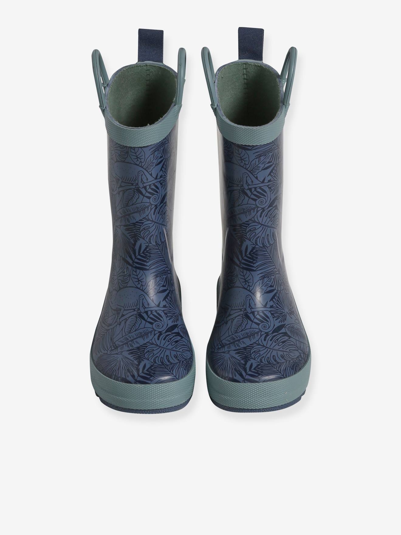 Vertbaudet Kinder Gummistiefel mit Dschungelprint - blau bedruckt