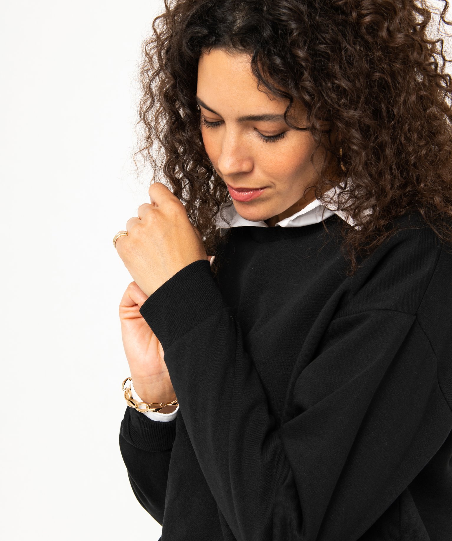 Sweat ample intérieur molletonné femme noir | GEMO
