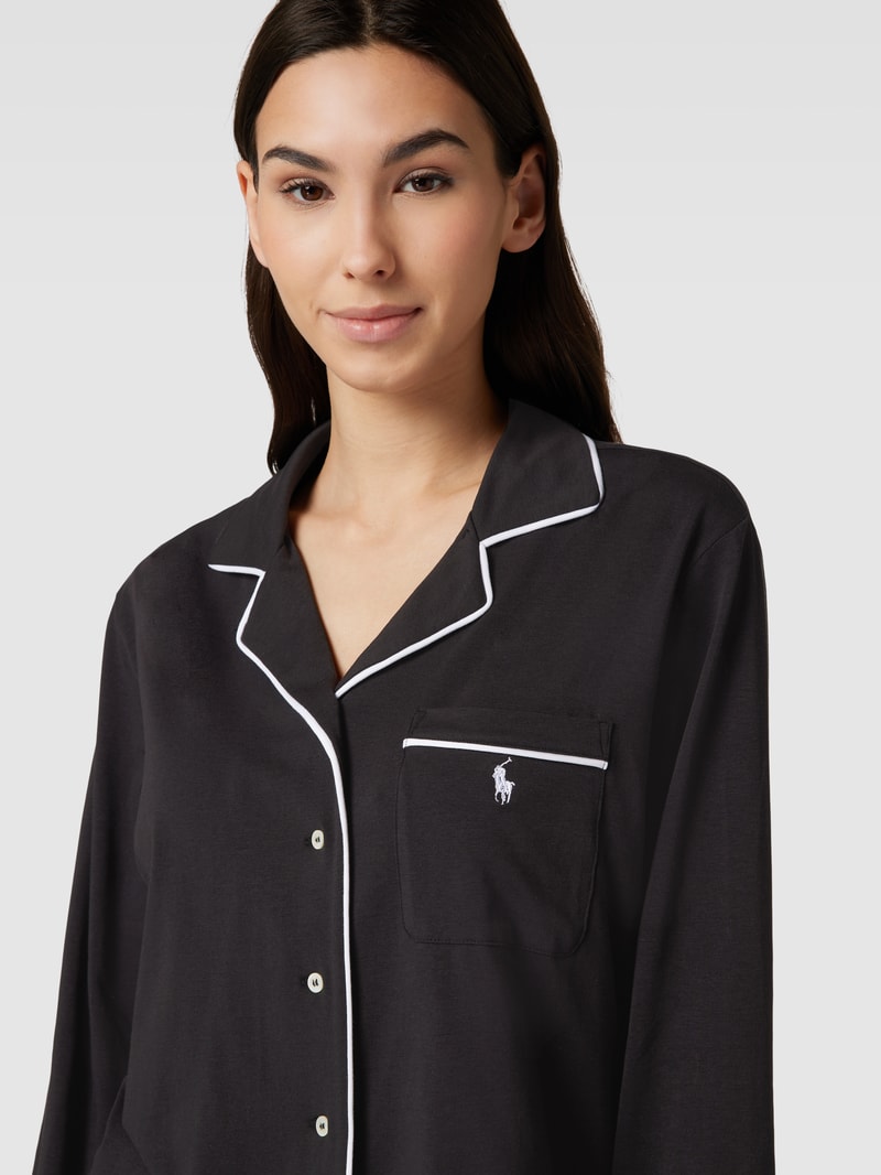 Pyjama mit Label-Stitching in schwarz
