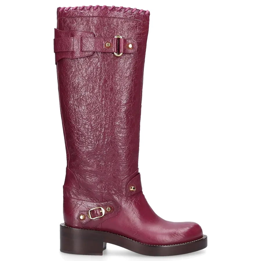 Balenciaga - Stiefel Rot Lammleder Metallverzierung Zierschnalle bordeaux - rot