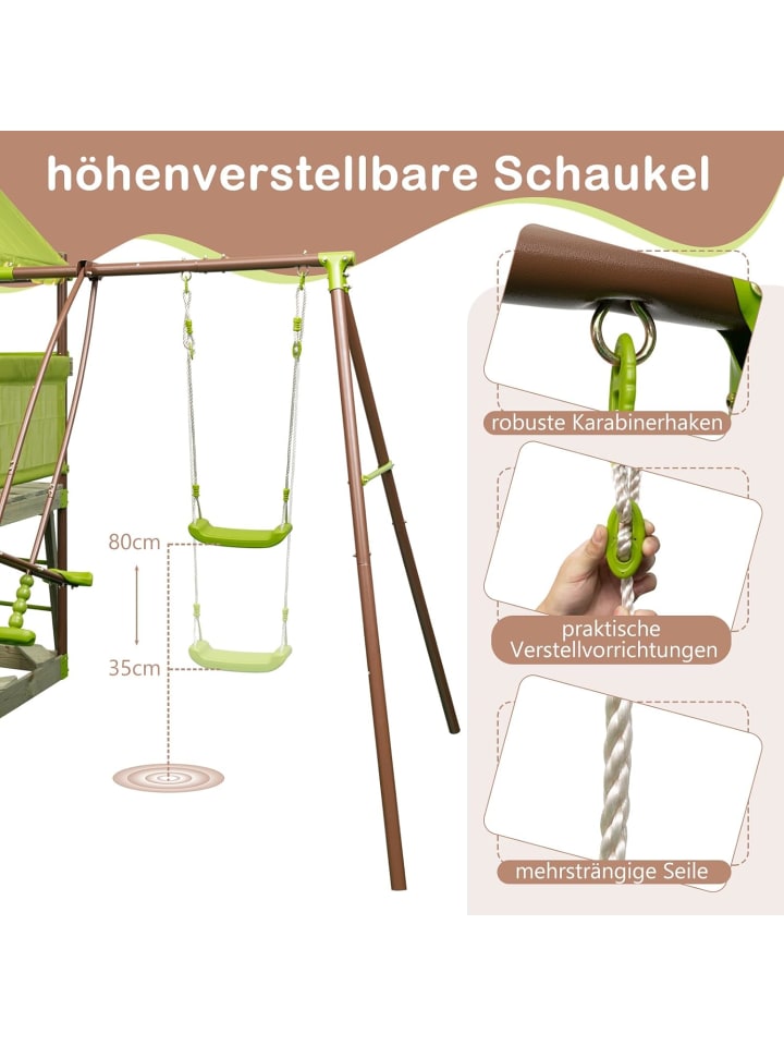 COSTWAY 7-in-1 Kinderschaukel-Set 3-7 Jahre in Grün günstig kaufen onesize
