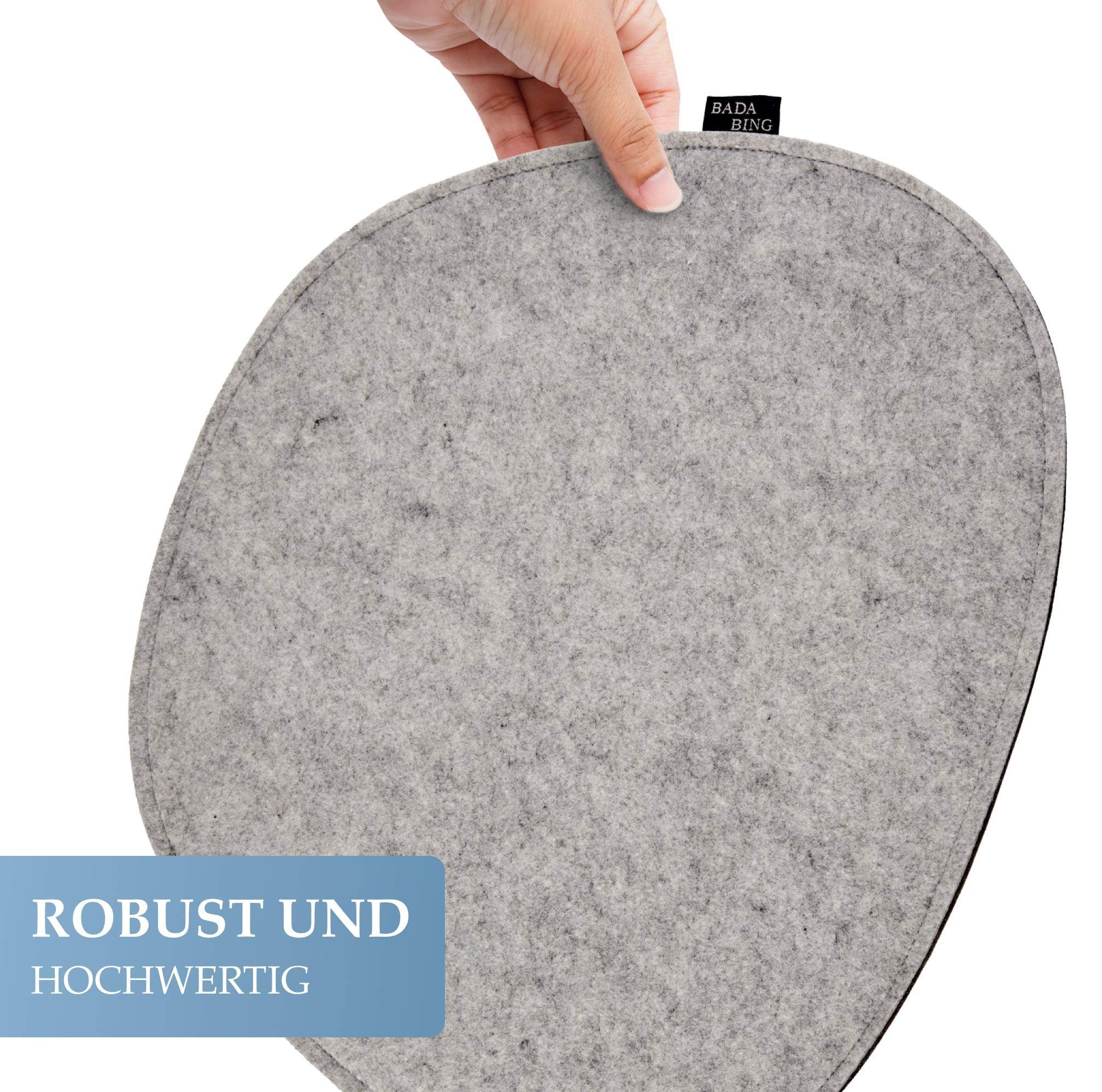 Bada Bing Stuhlkissen Filz Sitzkissen Ovale Filzkissen Anthrazit Für Designerstühle, Wendekissen, 2er Set