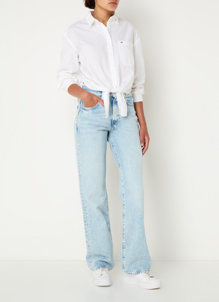 Tommy Hilfiger cropped blouse with logo embroidery and bow detail
