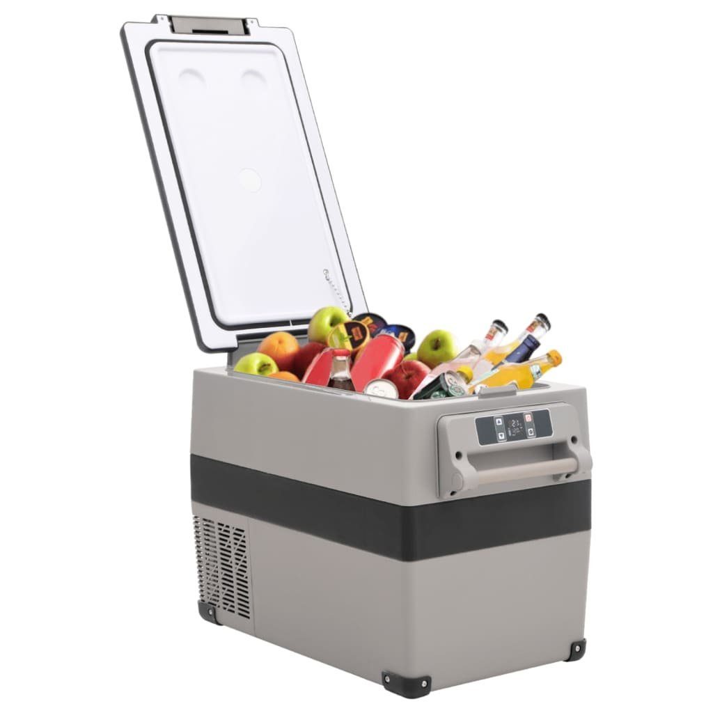 vidaXL Kühlbox Kompressor Kühlbox mit Griff und Adapter Schwarz und Grau 35 L Camping