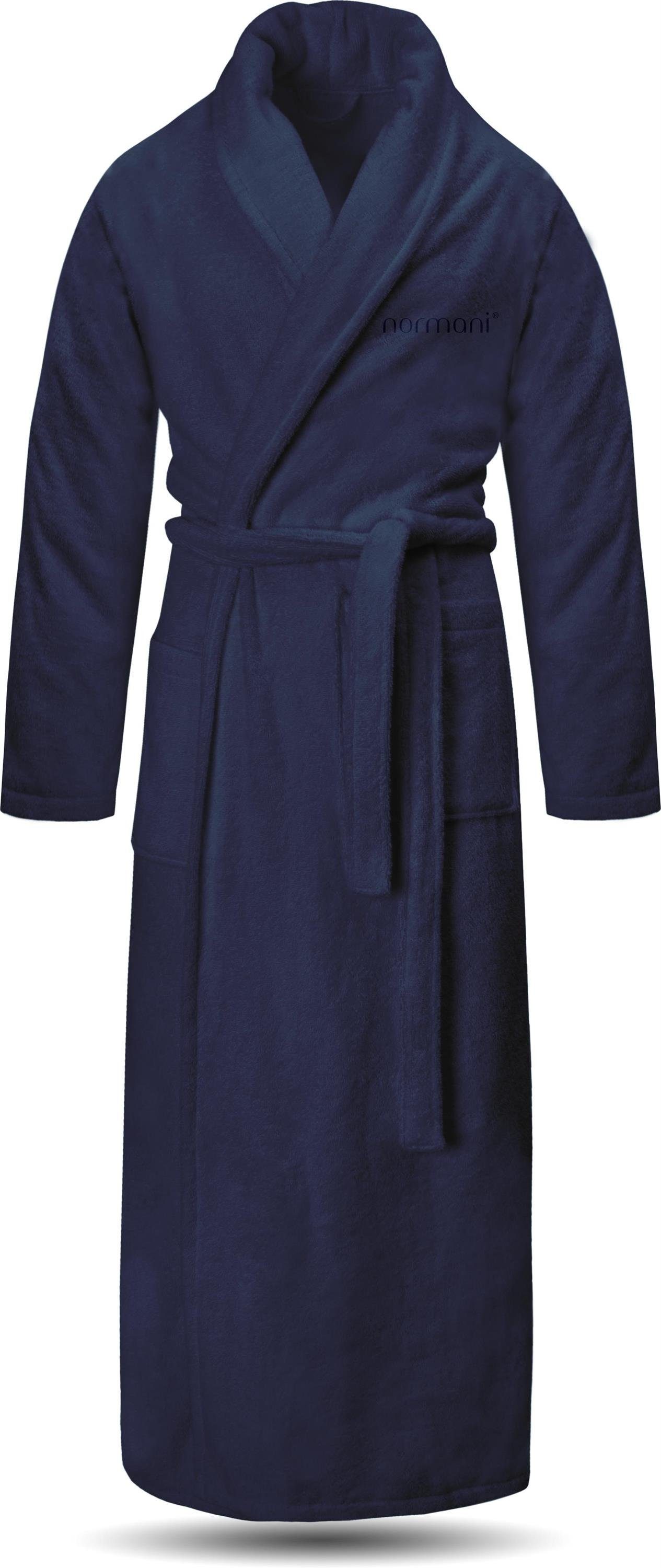 normani Bademantel Bademantel aus 100 % Baumwolle Lola, Baumwolle, Schalkragen, Bindegürtel, extra lang, auch 100 % saugstarker Baumwolle